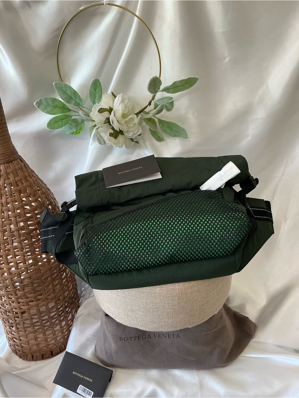 NWOT Bottega Veneta Nylon Roll Top Bum Bag w Dustbag